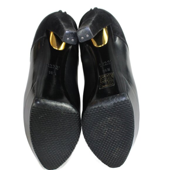 Gucci Black Leather Suede Accent Platform Stiletto Ankle Boot, Size 36.5 - Picture 9 of 11